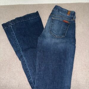 7 For All Mankind Blue Flare Wide Leg Jeans